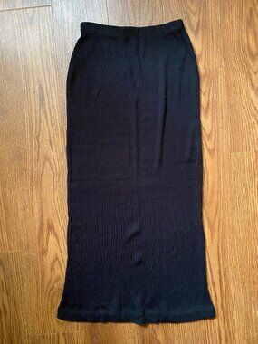 VINTAGE 90s EGO FASHIONS Ribbed Knit Tube Pencil Skirt Black - Small